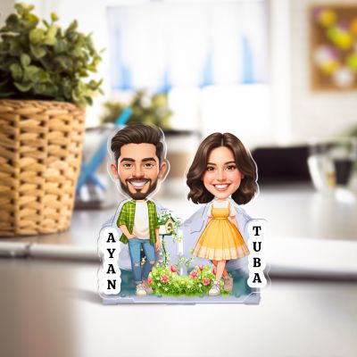 Personalized Couple Bobblehead Caricature Gift for Husband, Wife, Girlfriend, Boyfriend & Friends Solar Powered Moving Head Couple Gift for Birthday (Design)